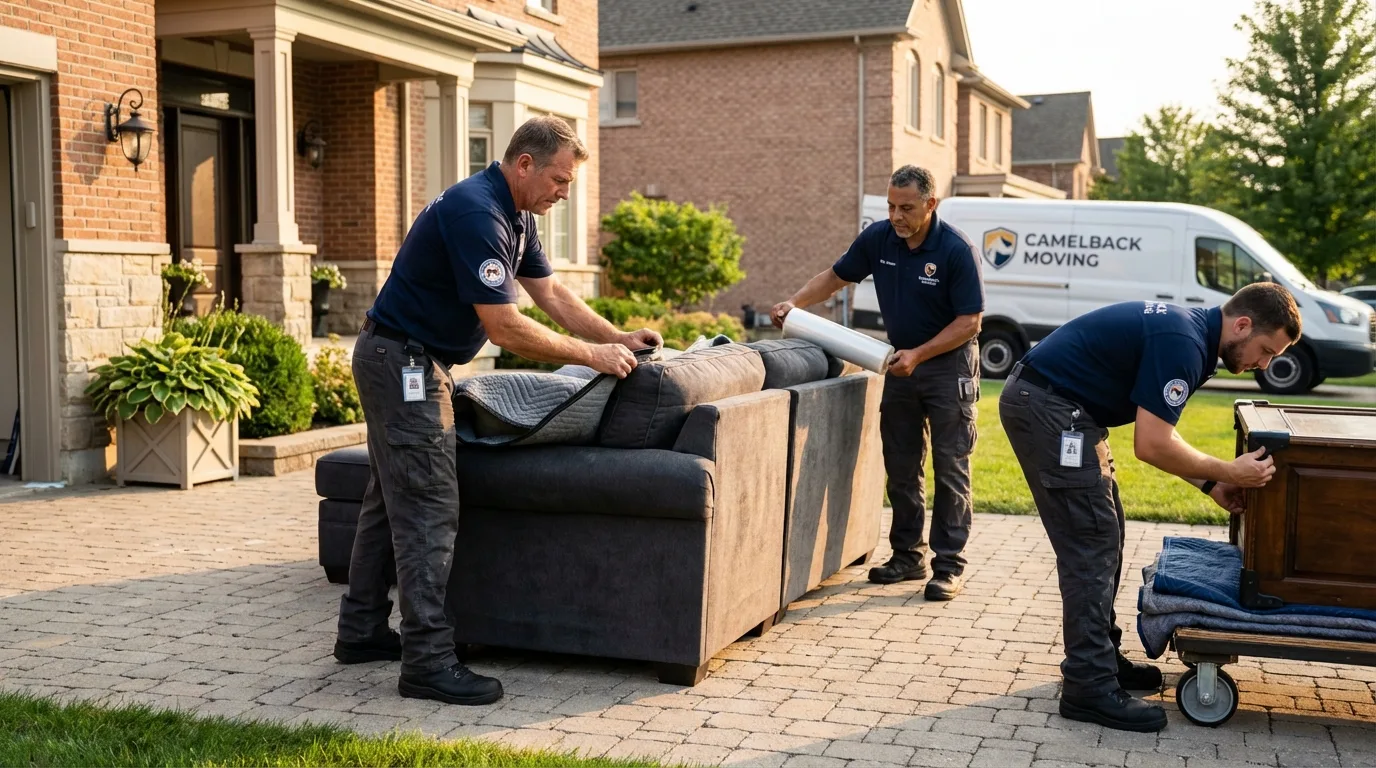 Large estate moving crew wrapping furniture in Sheldon, IL